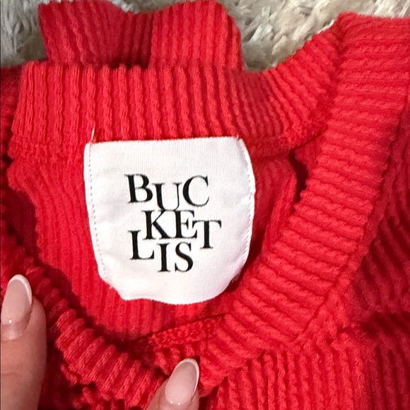 Red 'Georgia' Ribbed Knit Sweater - White Lettering - Picture 2 of 2